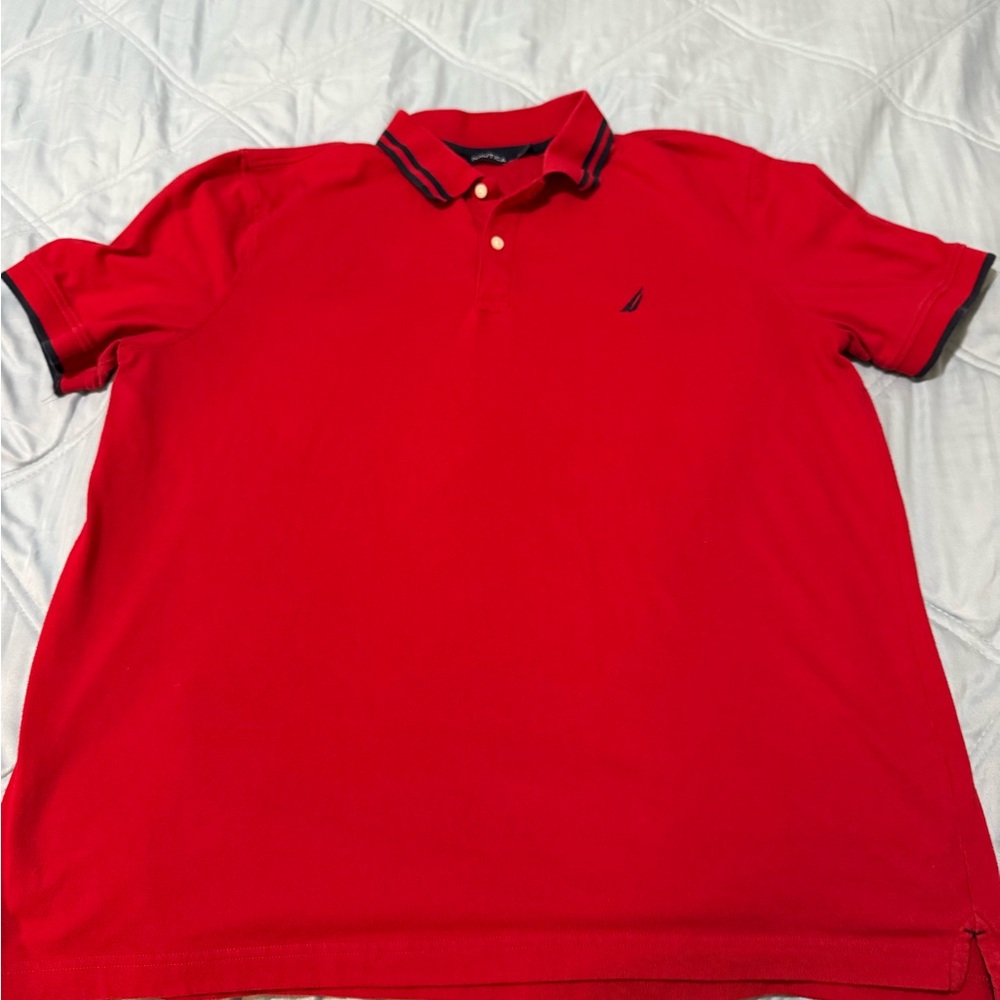 Nautica Classic Red Polo with Navy Accents